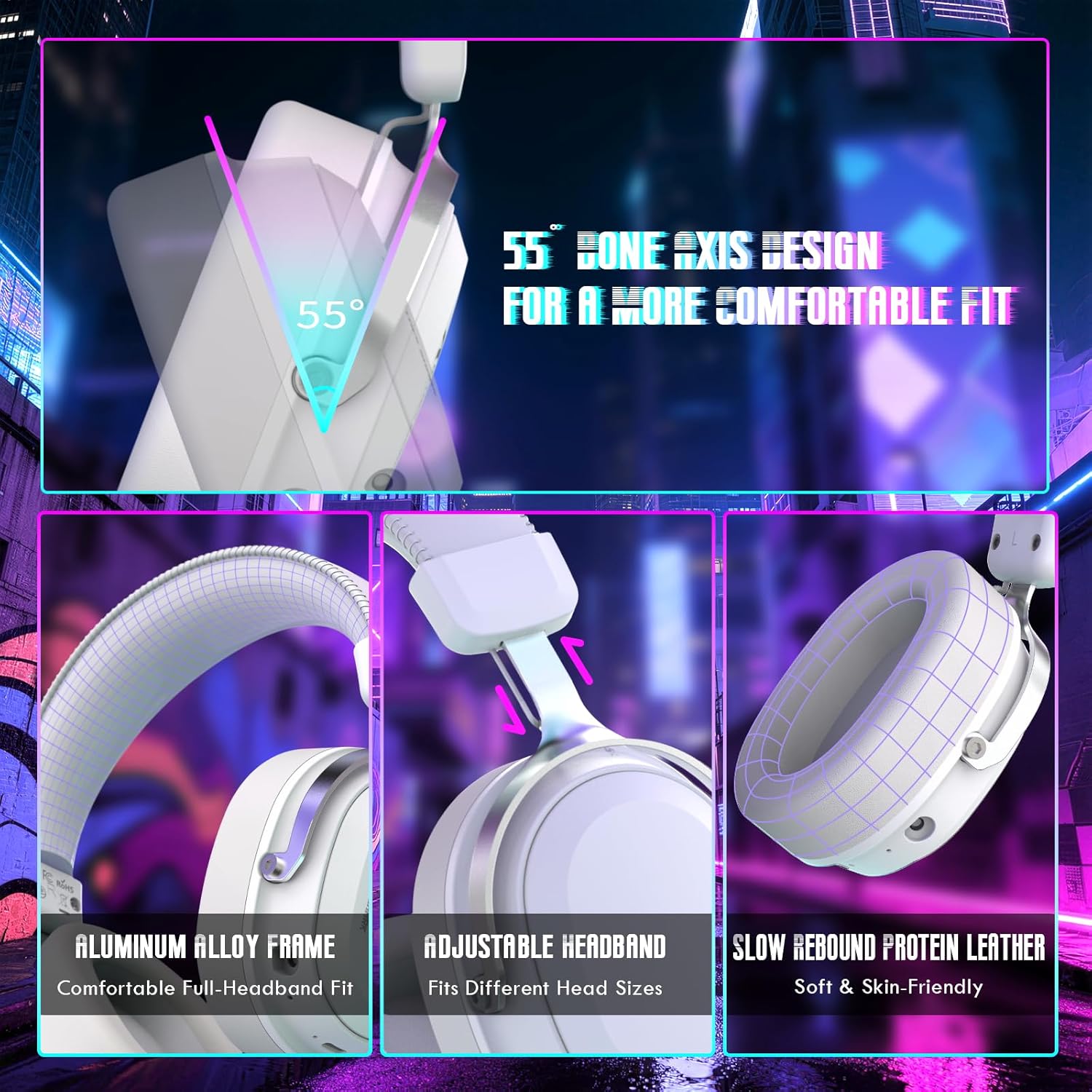 ATTACK SHARK L30Pro Wireless Gaming Headset with 2.4Ghz/BT/Wired, Long Battery Life with Detachable Microphone 7.1 Surround Sound Ultra-Low Latency for PC/PS5/Xbox/Switch/Mobile Silver