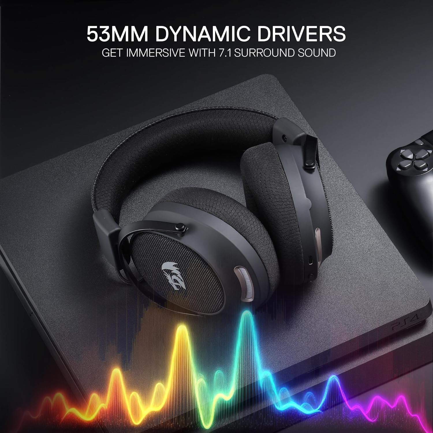 Redragon H858 3-Mode Wireless Gaming Headset, 7.1 Surround Sound + Redragon HA300 Scepter Pro Headset Stand Rgb.