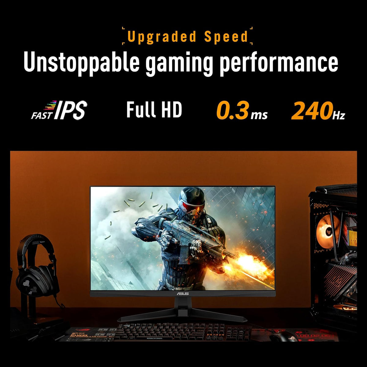 ASUS TUF Gaming VG279QM5A 27 Inch Full HD Fast IPS Gaming Monitor | 240 Hz, ELMB Sync, 0.3ms, 99% sRGB, Gaming AI, G-SYNC Compatible, DisplayWidget Center ASUS TUF Gaming VG279QM5A 27 Inch Full HD Fast IPS Gaming Monitor | 240 Hz, ELMB Sync, 0.3ms, 99% sRGB, Gaming AI, G-SYNC Compatible, DisplayWidget Center