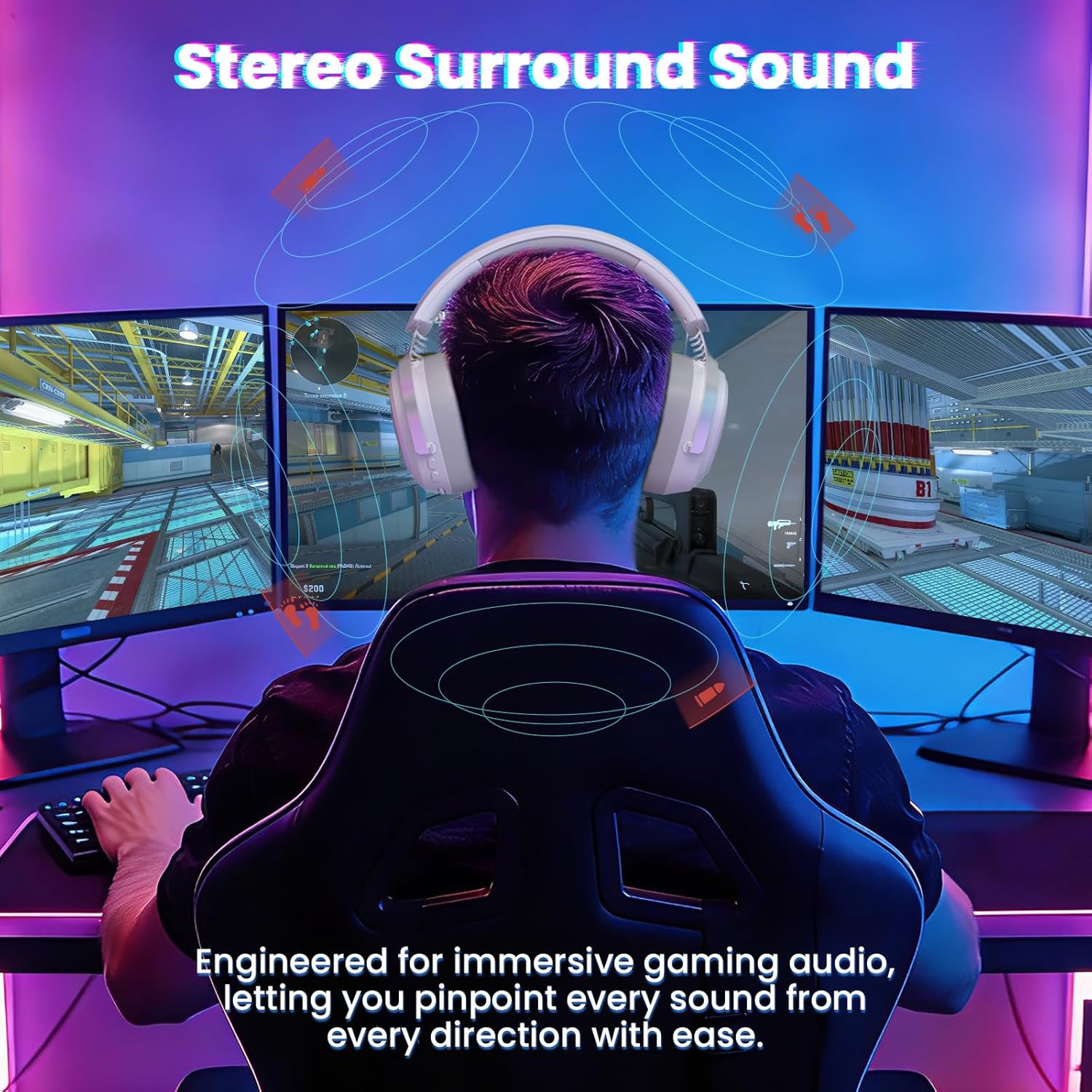 ATTACK SHARK G800 Wireless RGB Gaming Headset:7.1 Surround Sound-50mm Drivers-Memory Foam Ear Pads,Wired/2.4Ghz/BT,Ultralight,Durable Aluminum Frame,Detachable Mic,Programmable for PC Mac Gamer(White)