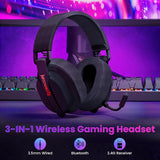 Redragon H888 Wireless Gaming Headset with 7.1 Surround Sound, Tri-Mode Gaming Headphones, 168G Lightweight Design - Detachable Mic - 40MM Driver Soft Memory Foam Padding Gamer Headset for PC, Black