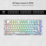 Redragon K649 PRO 78% Wireless Gasket RGB Gaming Keyboard, 3-Modes 82 Keys Full-Transparent Mechanical Keyboard w/Hot-Swap Socket, Noise Dampening Layer x 5, Translucent Custom Switch
