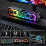 مكبرات صوت سطح المكتب Redragon GS817 RGB، مكبرات صوت ستيريو 2.0 قناة لسطح المكتب مع طاقة هائلة 30 وات، تحكم باللمس، بلوتوث 5.3 ومدخل AUX 3.5 مم، أسود
