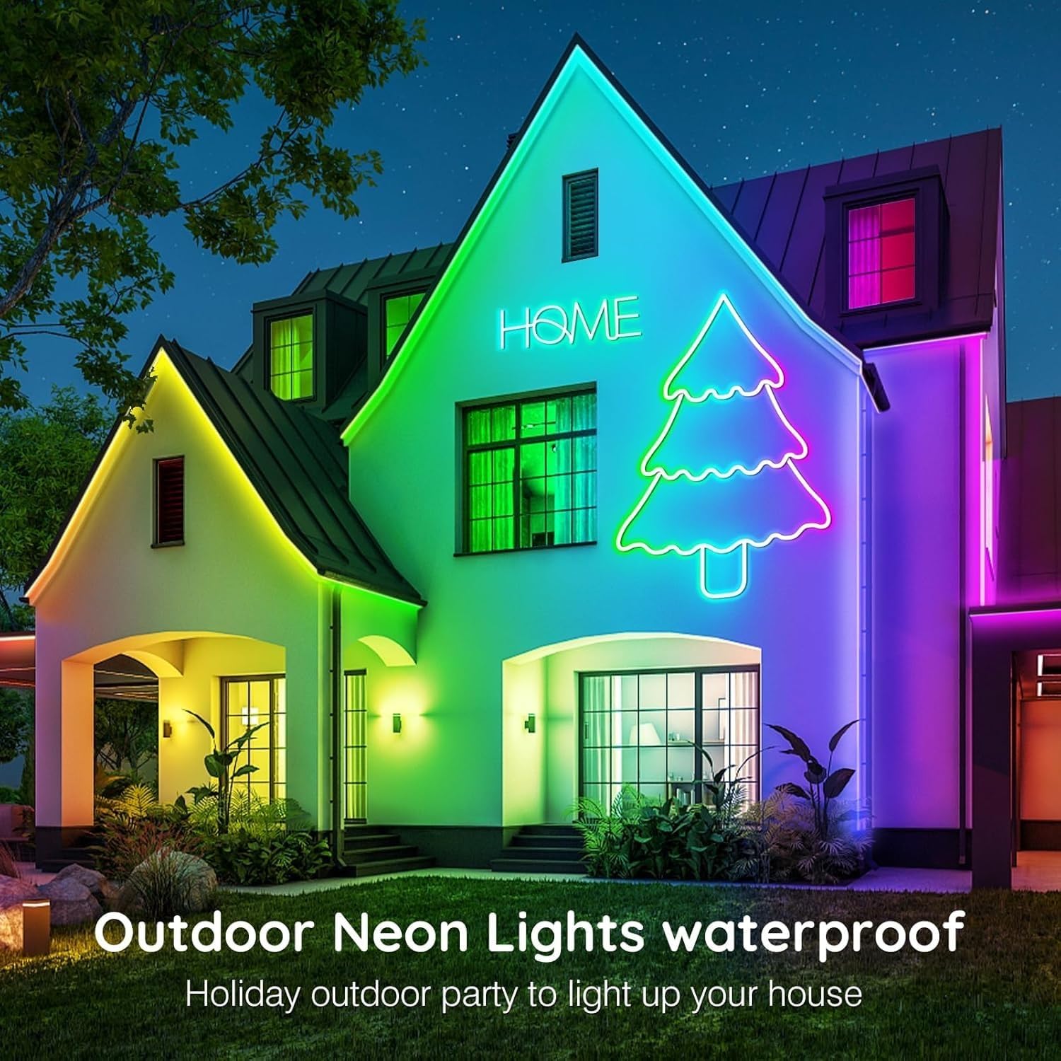 5M RGB-IC Neon LED Strip Light – 60+ dynamic lighting effects, Smart App & Remote Control with Music Sync, USB Powered, Flexible & IP68 Waterproof – ideal for gaming,home Decor,and parties
