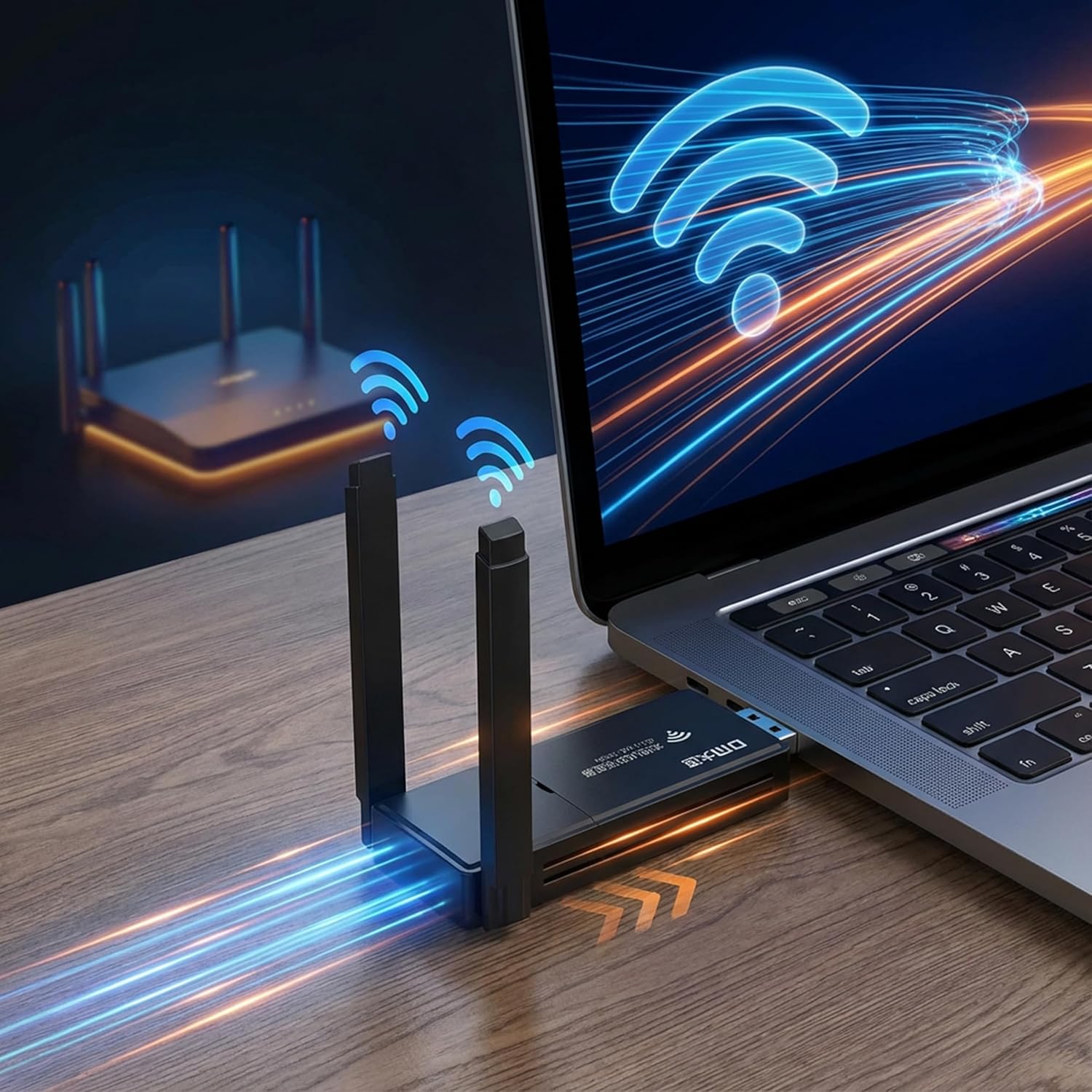 WiFi Adapter DM AD085 USB 2.0 High Speed 1300Mbps Wireless Adapter for PC Laptop - Dual Band 2.4/5.8GHz - External Antenna 10dBi for Powerful Reception