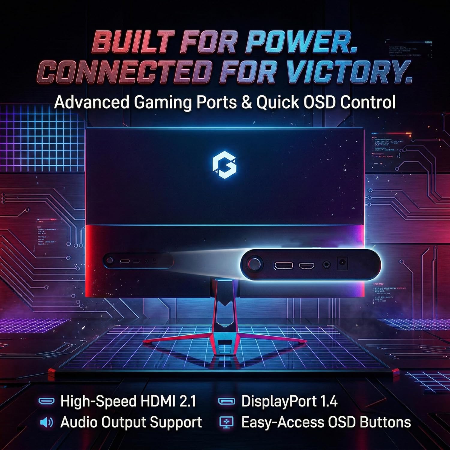 GAMEON GOES27QHD120IPS 27″ Fast IPS QHD Gaming Monitor – 2560×1440, 120Hz Refresh Rate, 0.5ms MPRT, HDR10, Adaptive-Sync, 99% sRGB, HDMI 2.1 (Supports PS5) & DisplayPort, Built-in Speakers, Flicker-Free, VESA Mount