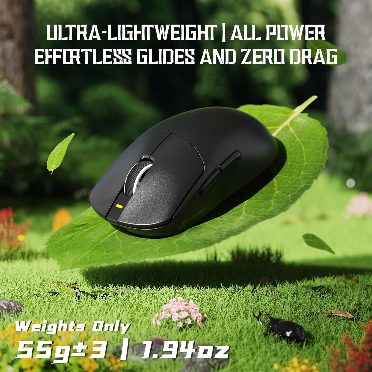 ATTACK SHARK X8 SE Wireless Gaming Mouse,55g Ultra-Lightweight Wired/BT/2.4GHz Wireless Programmable Mouse,1K Polling Rate,PixArt PAW3311 Gaming Sensor,25000 DPI,Gamer Mice for PC/Win/Mac (Black)