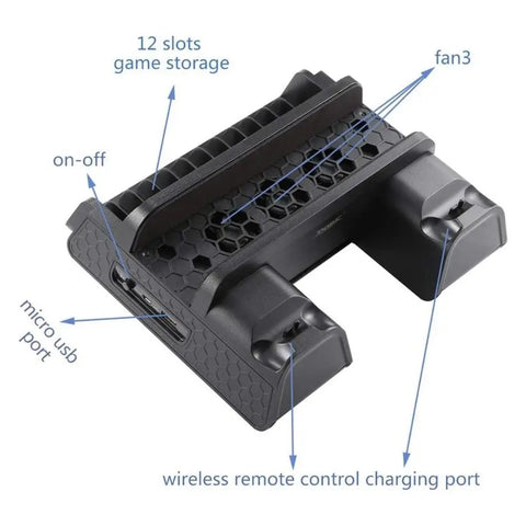 PS4 Slim Pro Multi-functional Charging & Cooling Stand