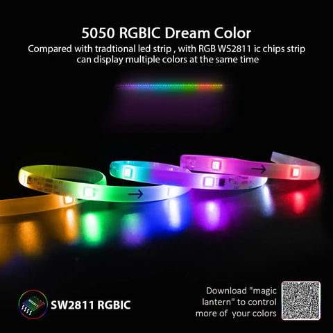Dream Color LED Strip Lights with Remote Controller