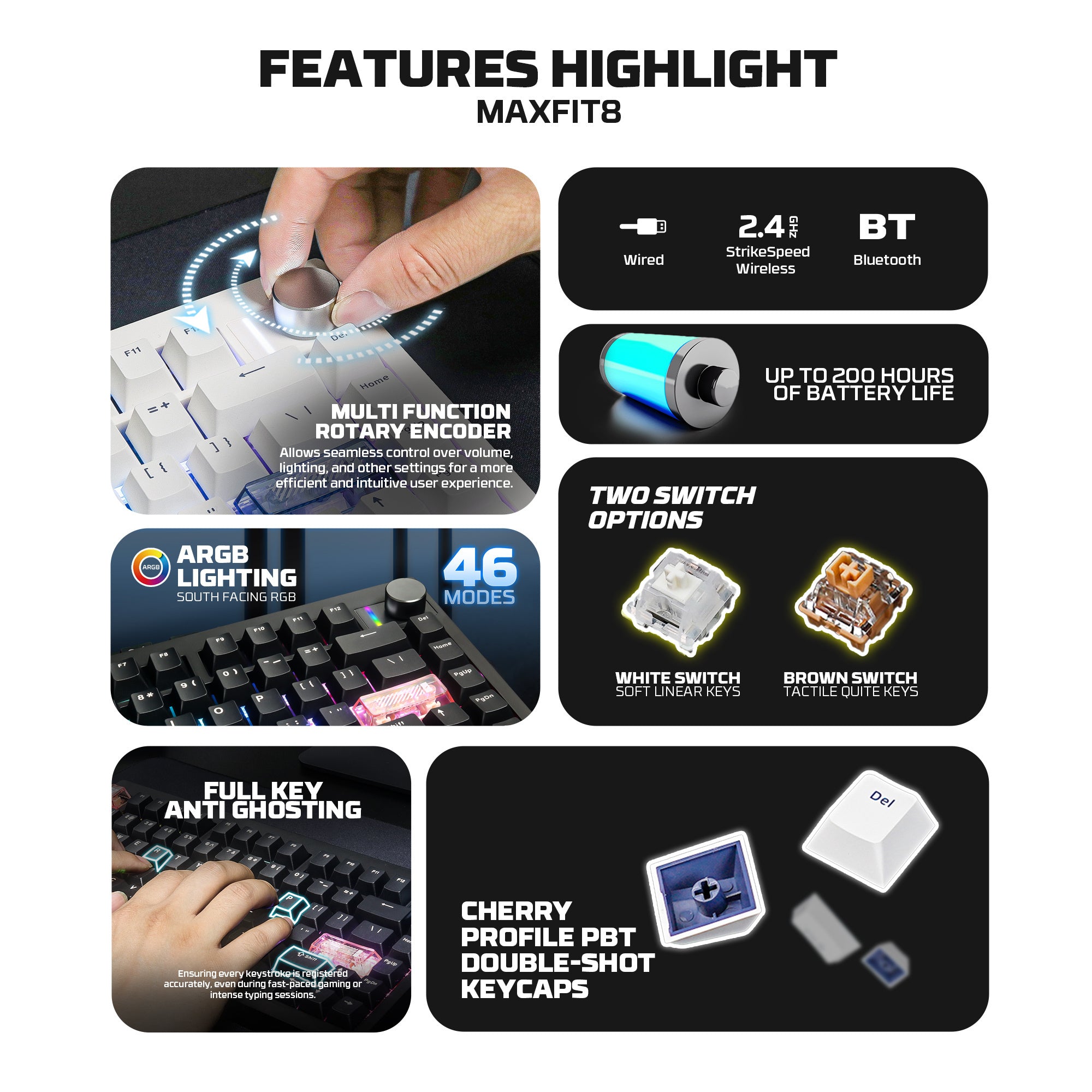 Fantech MK921 MAXFIT8 QMK Mechanical Keyboard  MK921