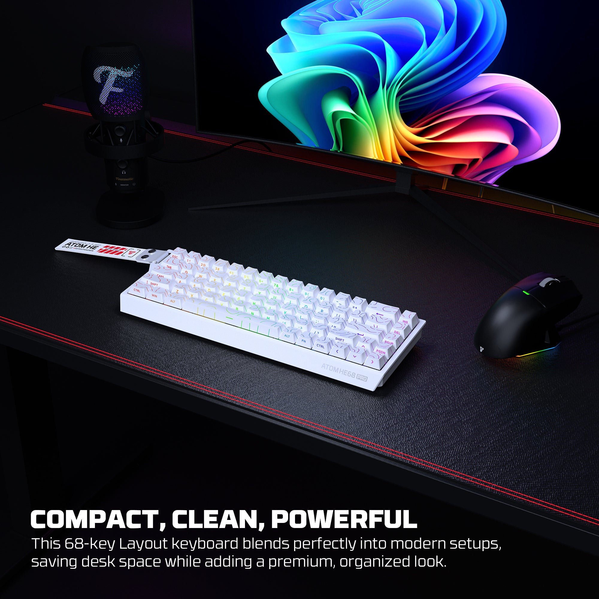 Fantech Keyboard ATOM HE68 MK922 MAGNETIC SWITCH – WHITE Fantech Keyboard ATOM HE68 MK922 MAGNETIC SWITCH – WHITE