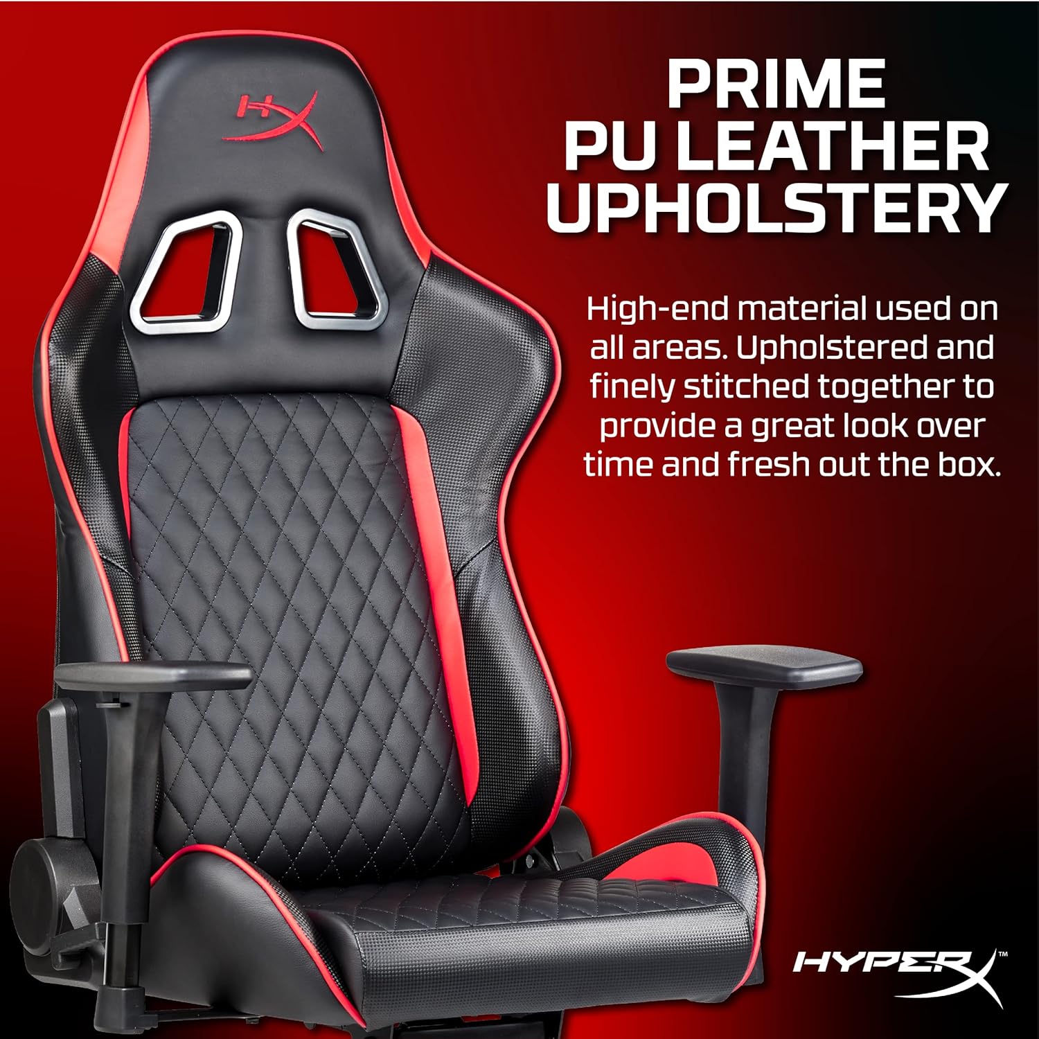 Nordic Game Supply HyperX Blast Gaming Chair - Ergonomic Gaming Chair, Leather Upholstery Video Chair - Red Black PC Racing Tilt Gaslift Foam Armrests Office Secret Hyper X Chair Lab