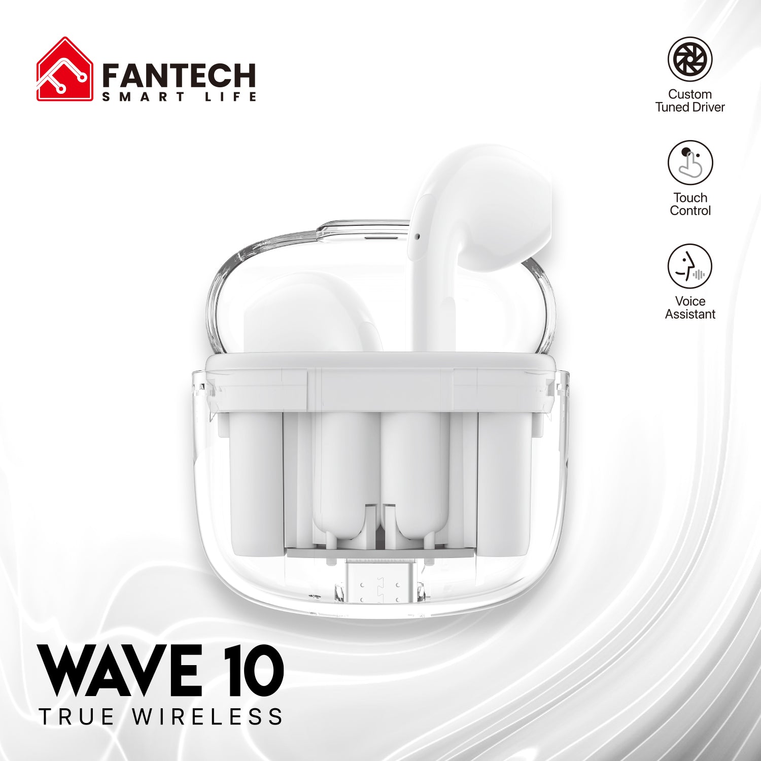 Fantech TWS Bluetooth Wireless Wave 10 TW10 Built - in Microphone Audio 15 JOD