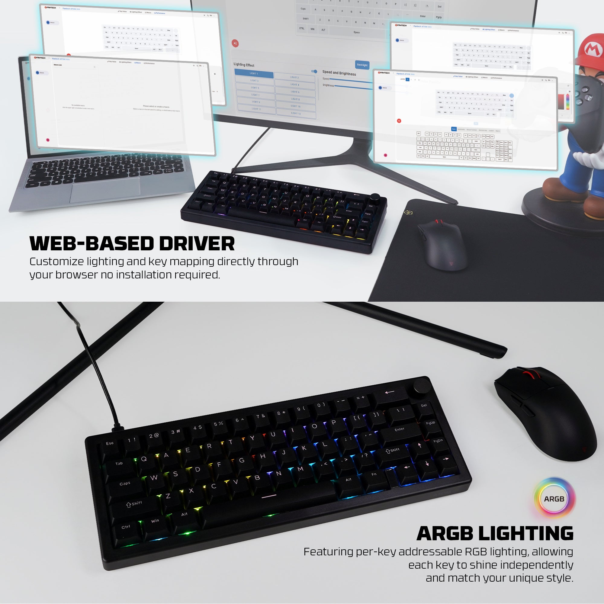Fantech ATOM X66 MK614 Mechanical Keyboard  - white