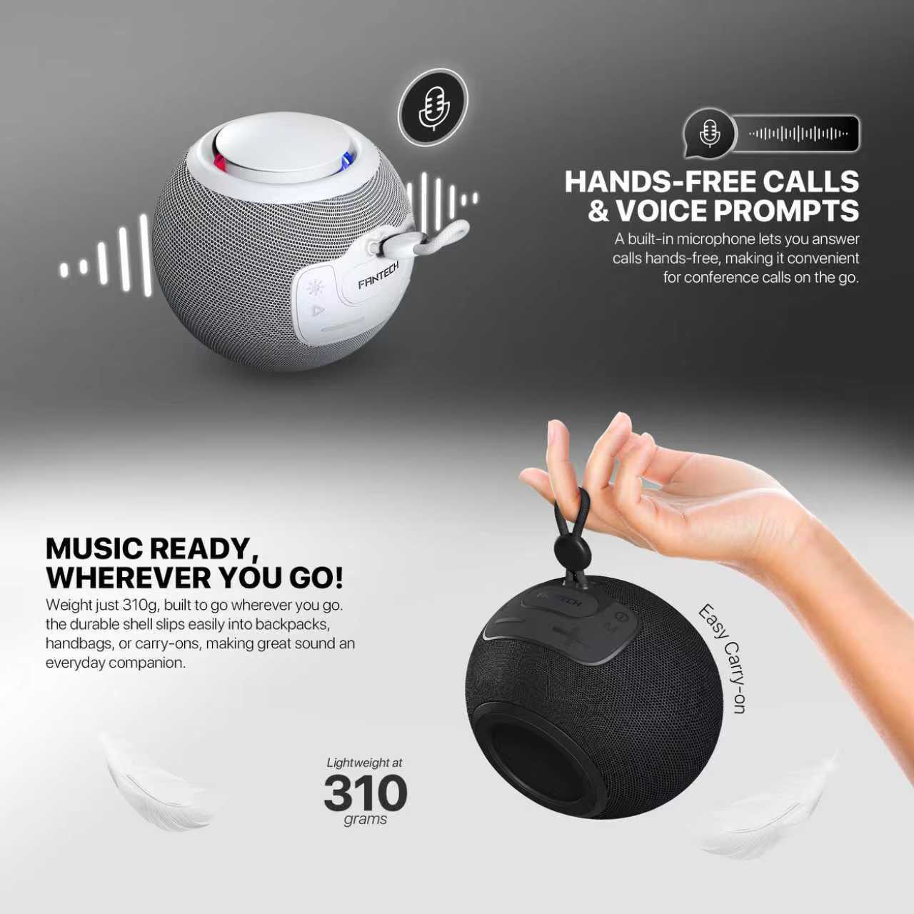 FANTECH BS161 Portable BT Wireless Speaker TWS 4-Way Connectivity TF Card Party Use Hands-Free Call RGB Mini Deep Bass Speakers