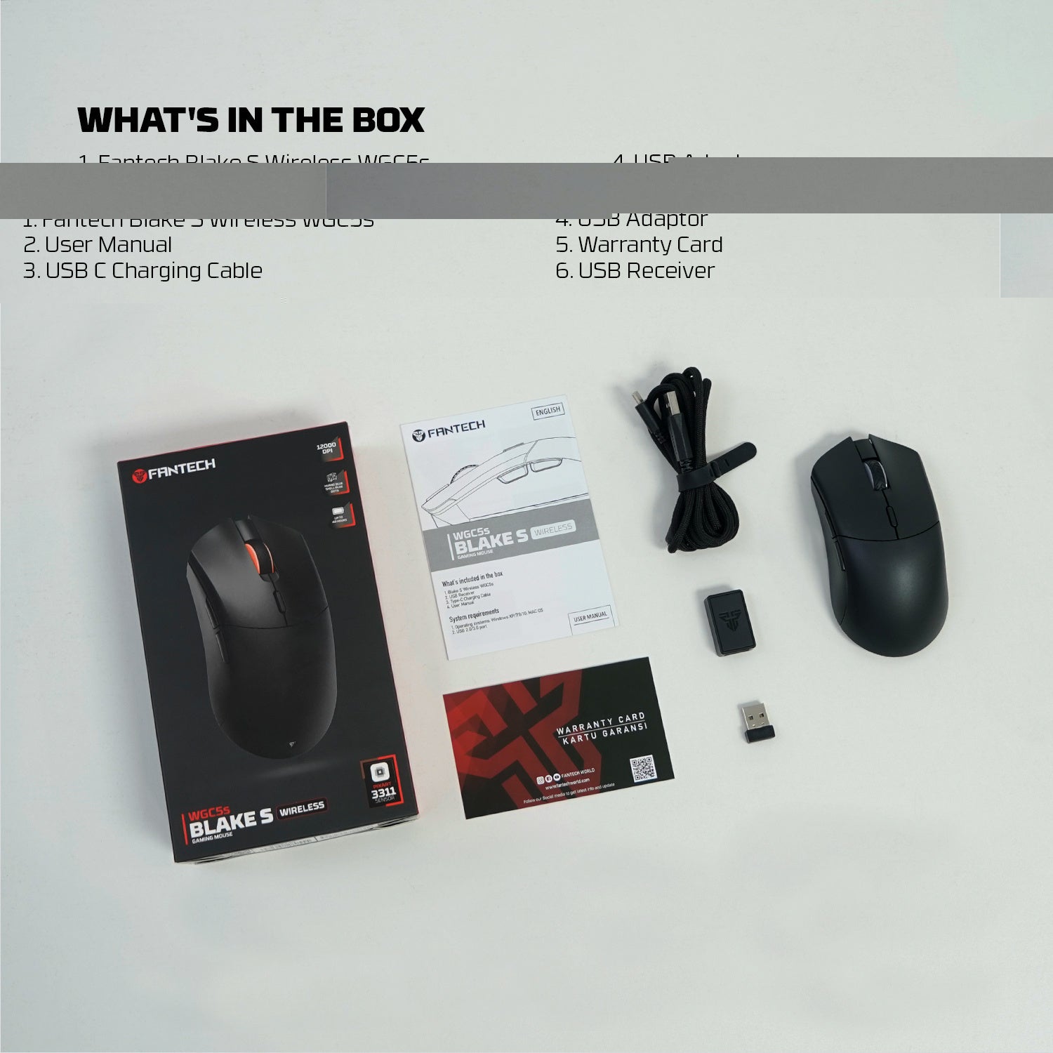 ماوس الألعاب اللاسلكي ثنائي الوضع FANTECH WGC5S BLAKE S - أسود