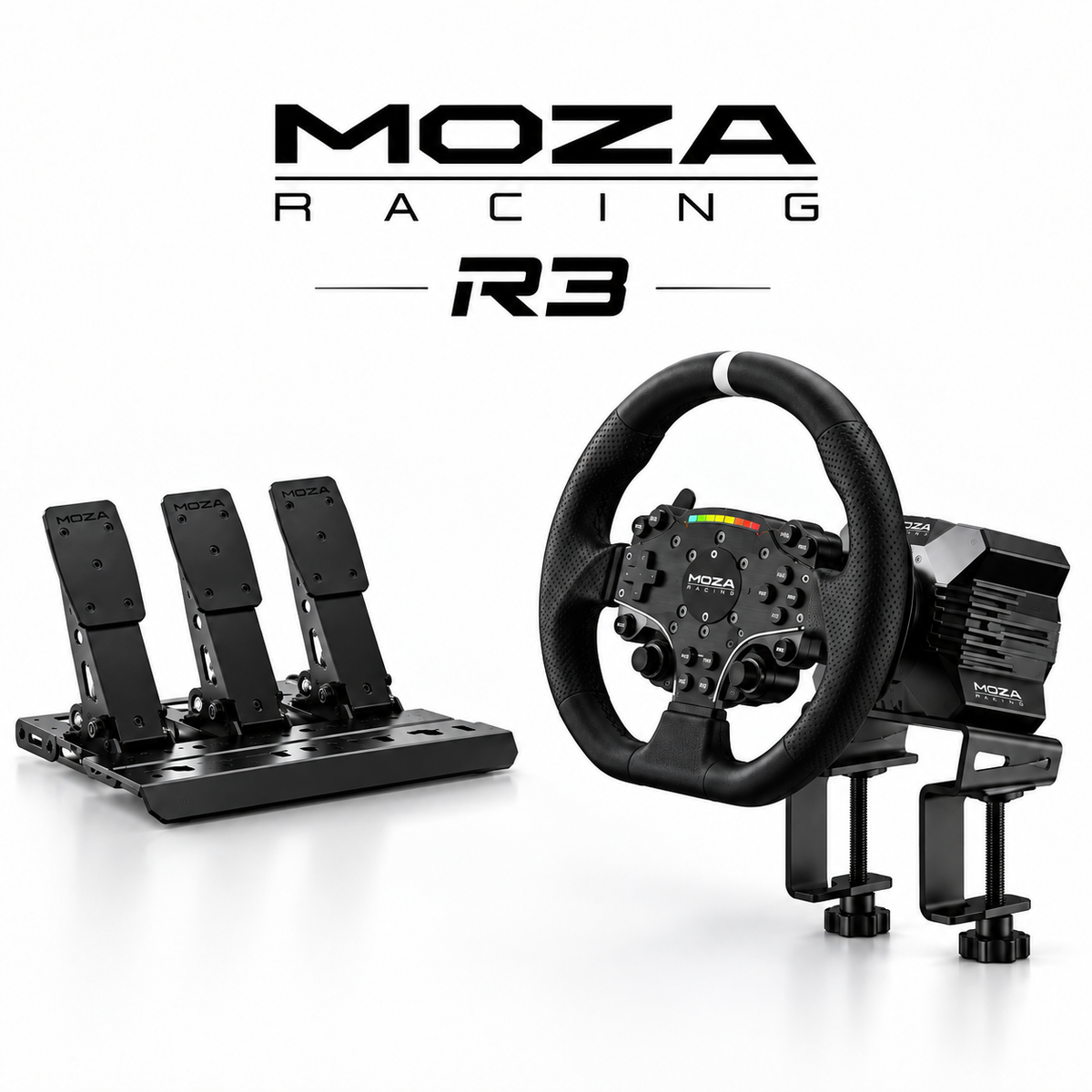 MOZA R3 Bundle Kit Direct Drive Servo base, Racing Wheel and 3 Pedals for PC