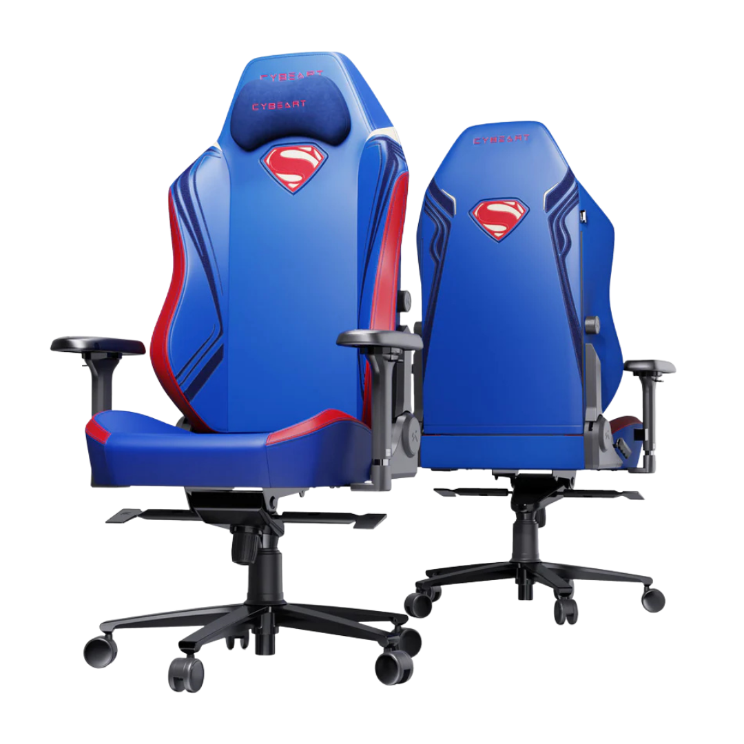 CYBEART | Superman Classic - Chaise de gaming/bureau série APEX | Lombaire 4D, accoudoir 4D, similicuir Endura, oreiller AeroMag, inclinable et inclinable
