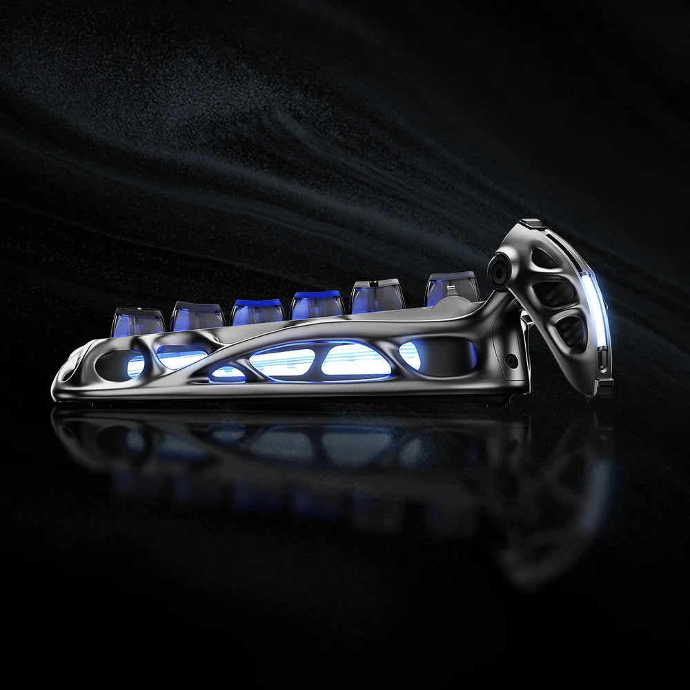 GravaStar Mercury K1 Pro Wireless Mechanical Gaming Keyboard, 75% Layout RGB Custom Keyboard, Hot-Swappable Linear Switches – Aluminum Alloy, Interstellar Silver Brushed Metal Look