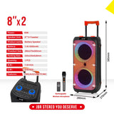 JBR-C802 Professional RGB Super Bass Wireless Trolley Karaoke Speakers FM Radio Loud Party DJ Box Outdoor Active Stereo Speaker