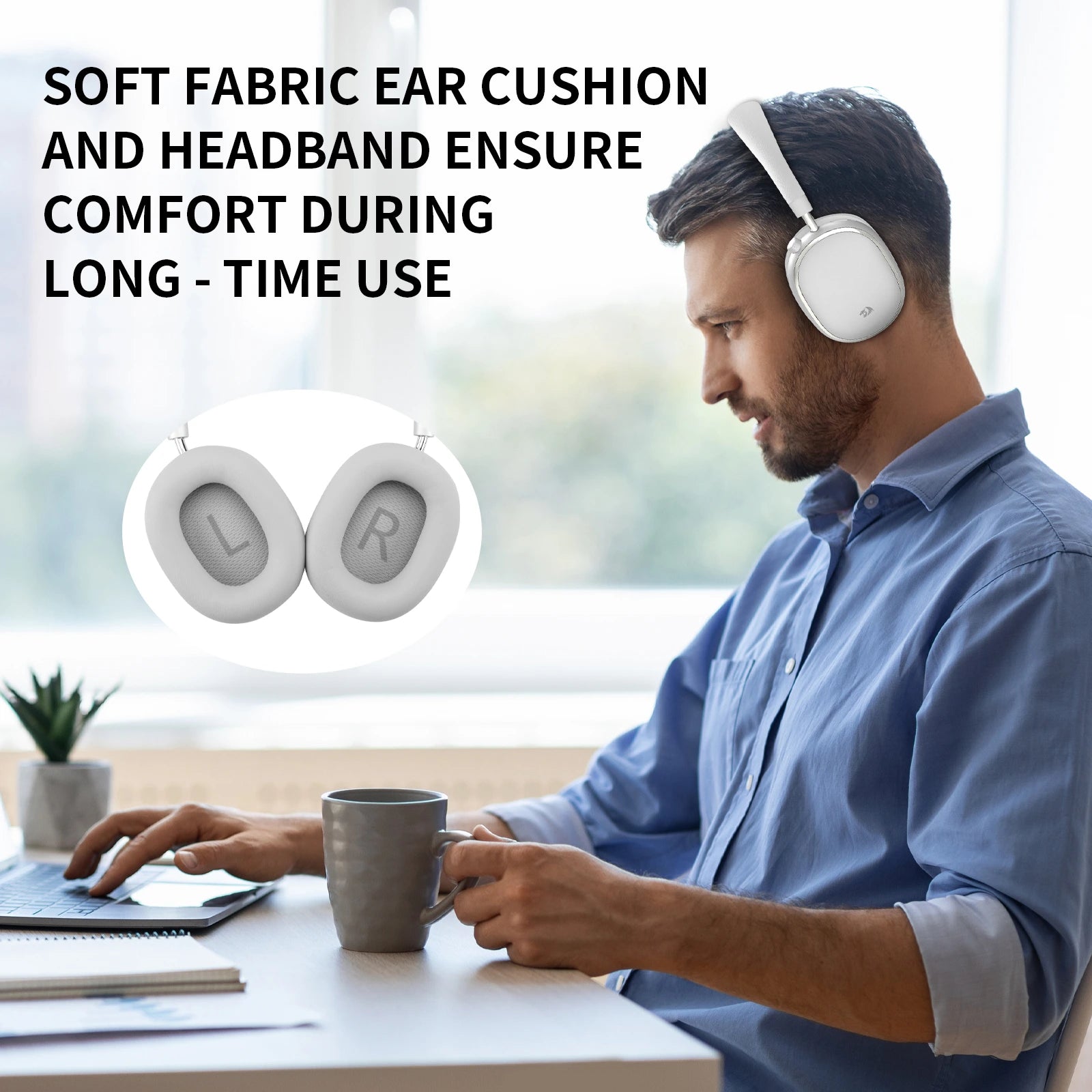Redragon H620 Vibecore 700NC ANC Bluetooth/Wired Headset (Silver/Grey)