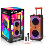 JBR-C802 Professional RGB Super Bass Wireless Trolley Karaoke Speakers FM Radio Loud Party DJ Box Outdoor Active Stereo Speaker