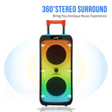 JBR-C802 Professional RGB Super Bass Wireless Trolley Karaoke Speakers FM Radio Loud Party DJ Box Outdoor Active Stereo Speaker
