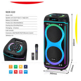 NDR-820 2025 Hot Selling Outdoor Double 8 J.BL DJ Party Box BT Portable Speaker Featuring Colorful Light Microphone
