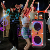 JBR-C802 Professional RGB Super Bass Wireless Trolley Karaoke Speakers FM Radio Loud Party DJ Box Outdoor Active Stereo Speaker