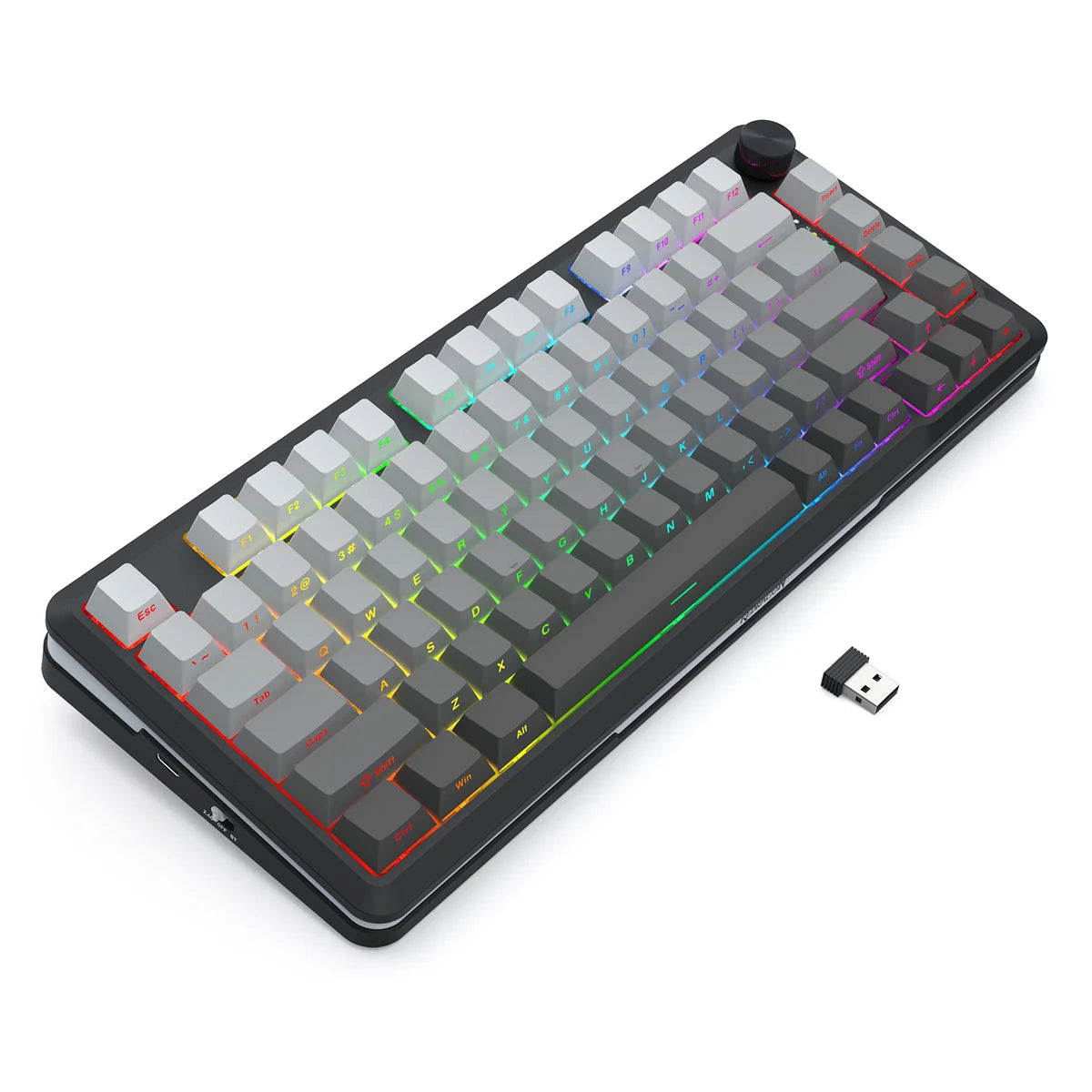 Redragon Cyrus Pro K681SP RGB Wireless 75% Hot-Swappable Gasket Mechanical Keyboard with Knob (RPC Linear Switch) (Gradient Grey)