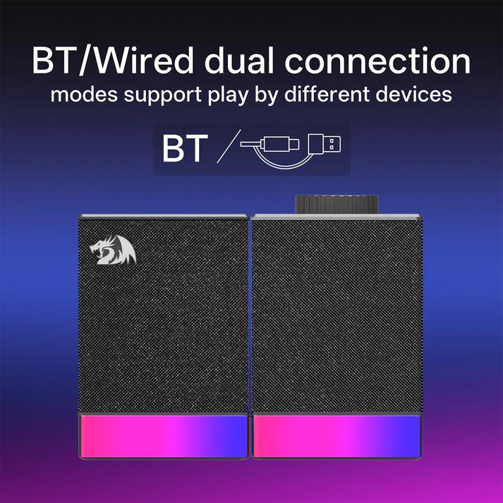 مكبر صوت Redragon GS517 Glyph للألعاب على الكمبيوتر مزود بتقنية Bluetooth و USB