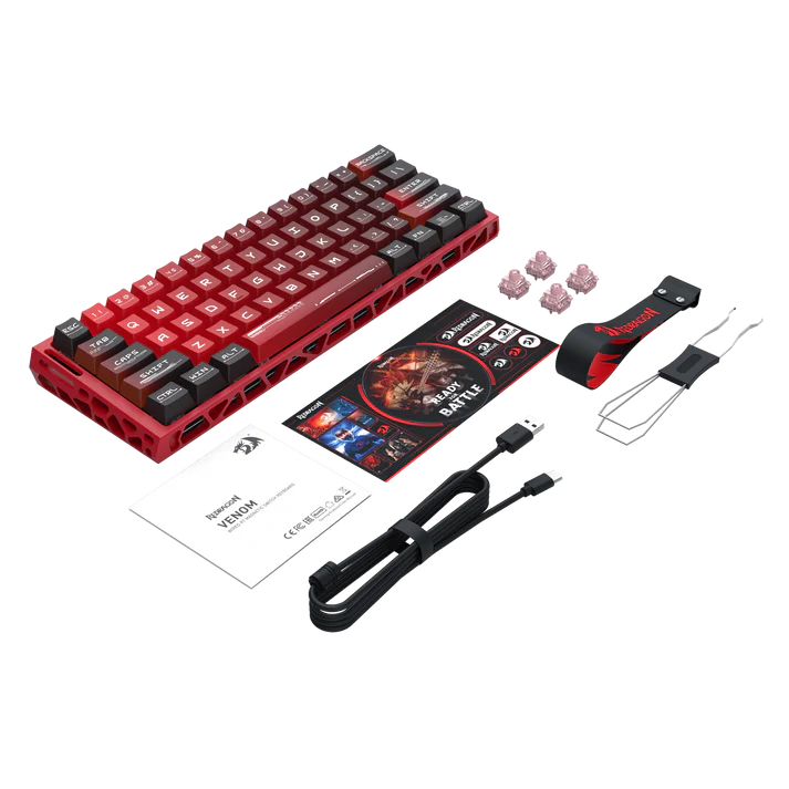 لوحة مفاتيح الألعاب Redragon K753 HE Rapid Trigger، لوحة مفاتيح ميكانيكية سلكية 61 مفتاحًا بنسبة 60% مع قاعدة ألومنيوم مجوفة باللون الأحمر الجذاب، ومفاتيح مغناطيسية UltraMag 100% POM فائقة النعومة وسريعة الاستجابة من الجيل التالي
