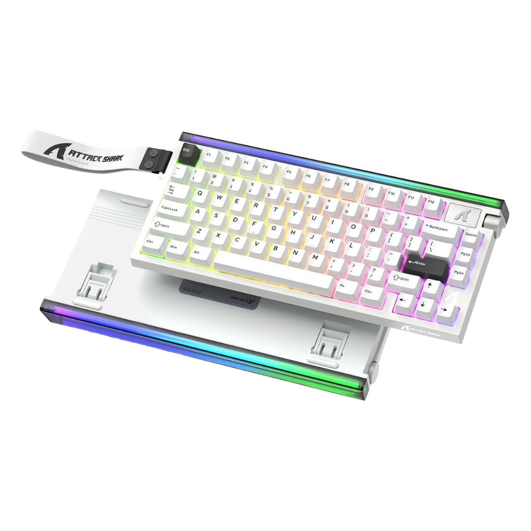 ATTACK SHARK R85 HE Wired 75% Hall Effect Rapid Trigger Mechanical RGB Gaming Keyboard with 8K Polling,0.05mm RT Accuracy,0.08MS Latency,Magnetic Switch,5 Layer Sound Damped,Driver for PC(Star White)