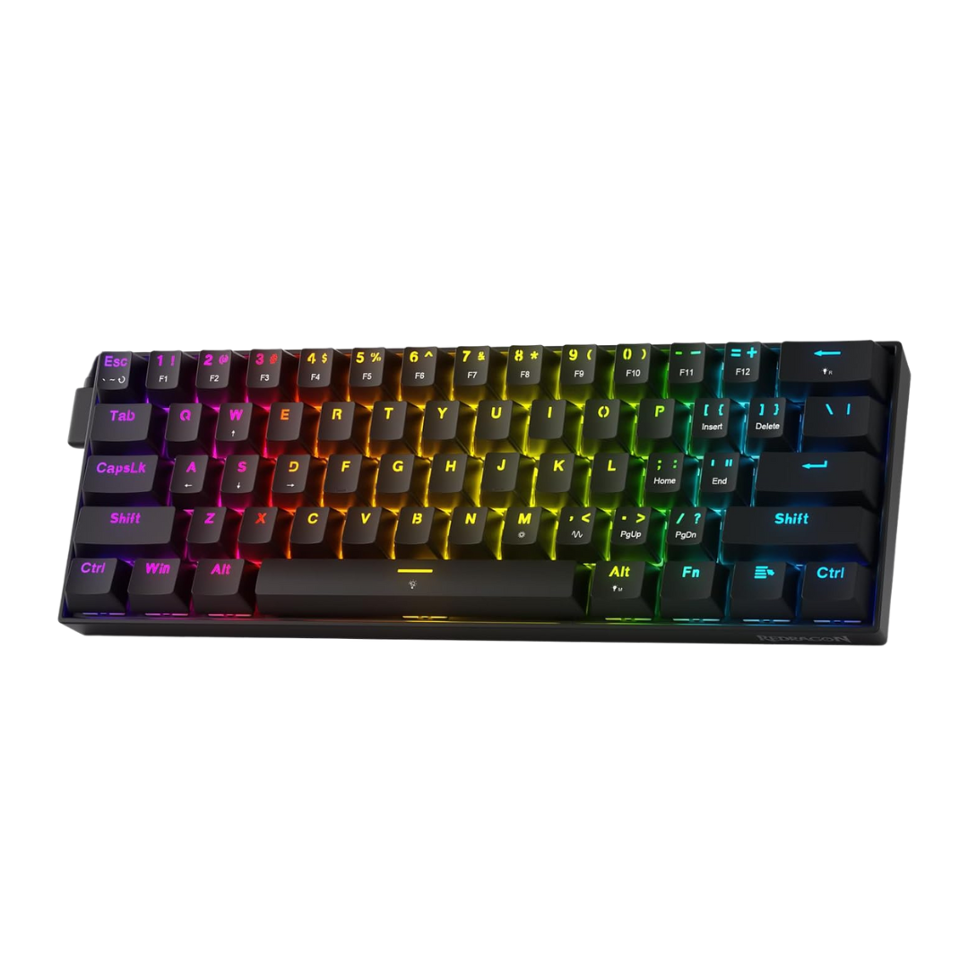 Redragon K617 HE Rapid Trigger Gaming Keyboard, 60% 61 Keys Wired Mechanical Keyboard w/Hyper-Fast Actuation, Dedicated Hall Effect Magnetic Switch, Actuation Point Adjustable, Essential Black