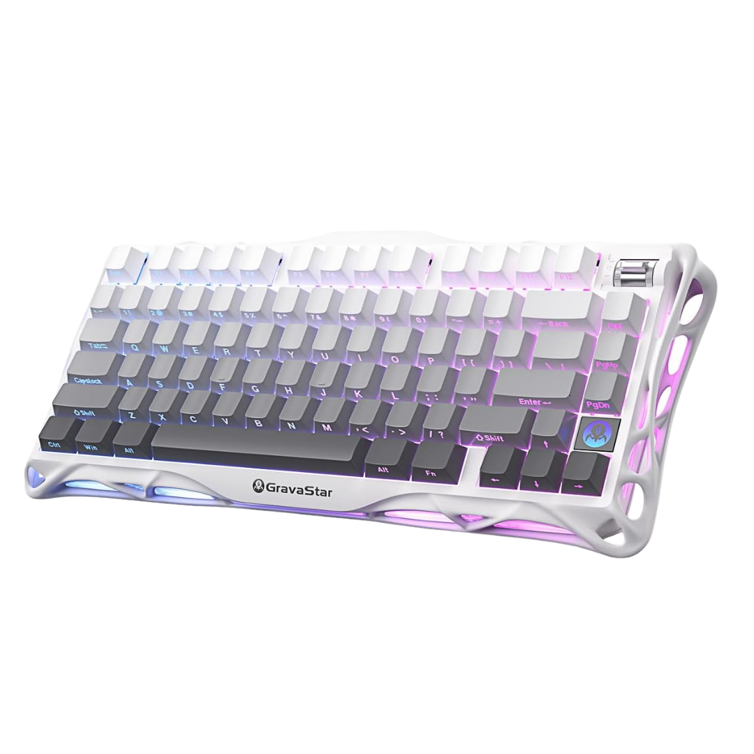 GravaStar Mercury K1 75% Wireless Mechanical Gaming Keyboard, Aluminum Alloy Exoskeleton Design, Gasket Custom Keyboard Hot-Swap Socket, Linear Switches, RGB Backlit