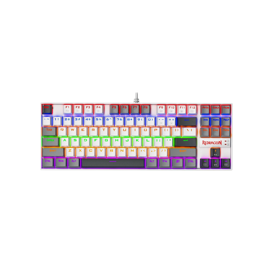 Redragon K552 Mechanical Gaming Keyboard, 87-Key Compact, LED Gaming Keyboard with Red Switches, Anti-Ghosting, Metal Frame for PC Gaming & Typing, Beginner-Friendly (Polar Monolith)