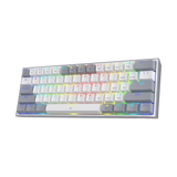 Redragon K617 Fizz 60% Wired RGB Gaming Keyboard, 61 Keys Hot-Swap Compact Mechanical Keyboard w/White and Grey Color Keycaps, Linear Red Switch, Pro Driver/Software Supported