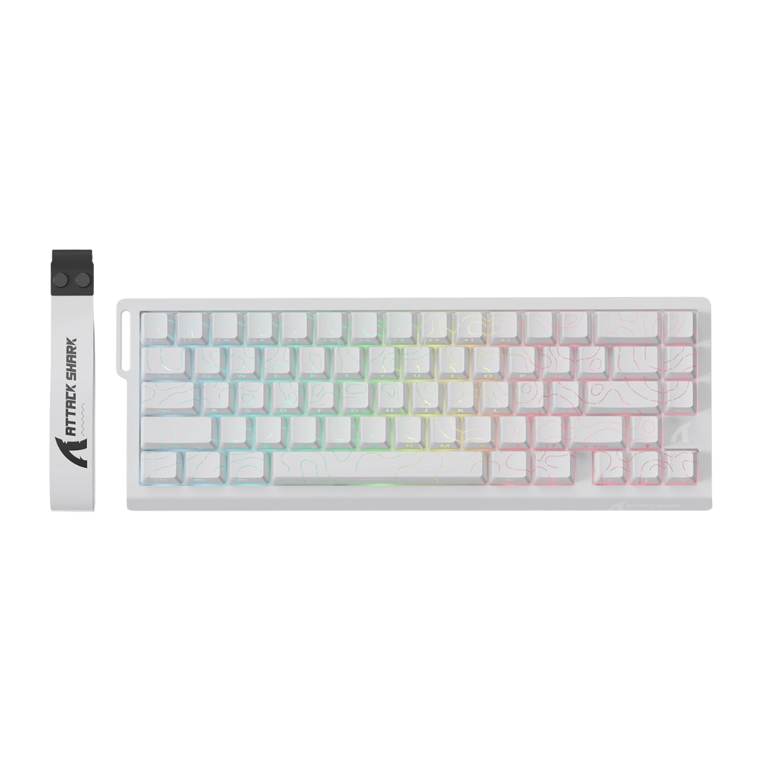 ATTACK SHARK X68 PRO HE Wireless Rapid Trigger Gaming Keyboard with Adjustable Actuation,8K Polling Rate,Hall Effect Magnetic Switch,Hot-Swap,RGB Backlit,BT/2.4GHz/Wired,for FPS Games-White