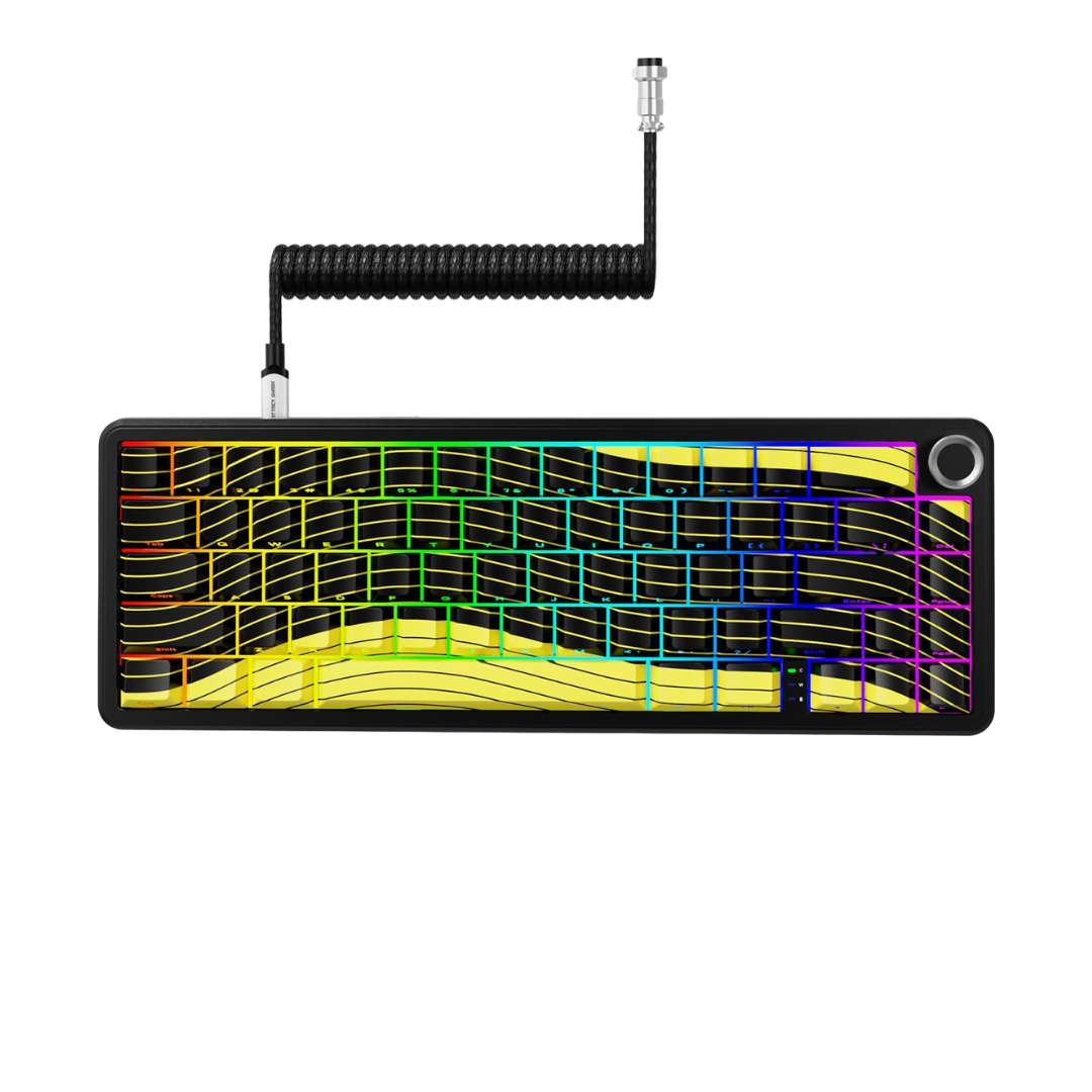 Attack Shark X65PRO HE Rapid Trigger Magnetic Mechanical Keyboard,60% Hot Swappable,Hall Effect Sensor,Adjustable Actuation,Tri-Mode RGB, 8KHz Polling Rate with Coiled Cable for MOBA/FPS/RTS-Yellow