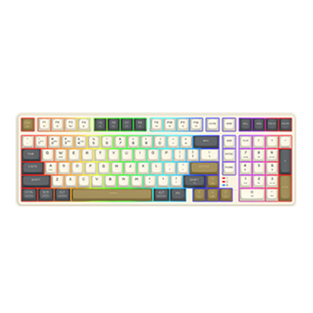 Redragon K528 Wireless Gaming Keyboard Bluetooth Computer Keyboards Creamy Cute with Number Pad RGB Backlit Tri-Mode BT/2.4GHz/USB-C, 4000mAh Battery for Win/MAC- Dusty Olive