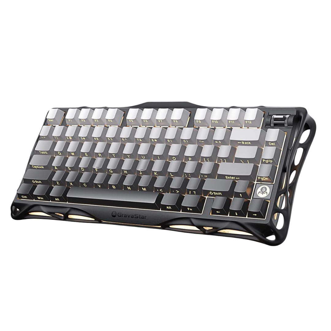 GravaStar Mercury K1 75% Wireless Mechanical Gaming Keyboard, Aluminum Alloy, Gasket Compact Custom Keyboard Hot-Swap Socket, Linear Switches, RGB Backlit - Gradient Black