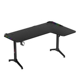 Hyperx L Shaped Gaming Desk, Corner Computer Desk, Sturdy Home Office Computer Table, Writing Desk, Larger Gaming Desk Workstation, Black (RGB)