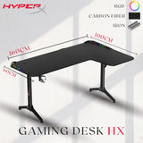 Hyperx L Shaped Gaming Desk, Corner Computer Desk, Sturdy Home Office Computer Table, Writing Desk, Larger Gaming Desk Workstation, Black (RGB)