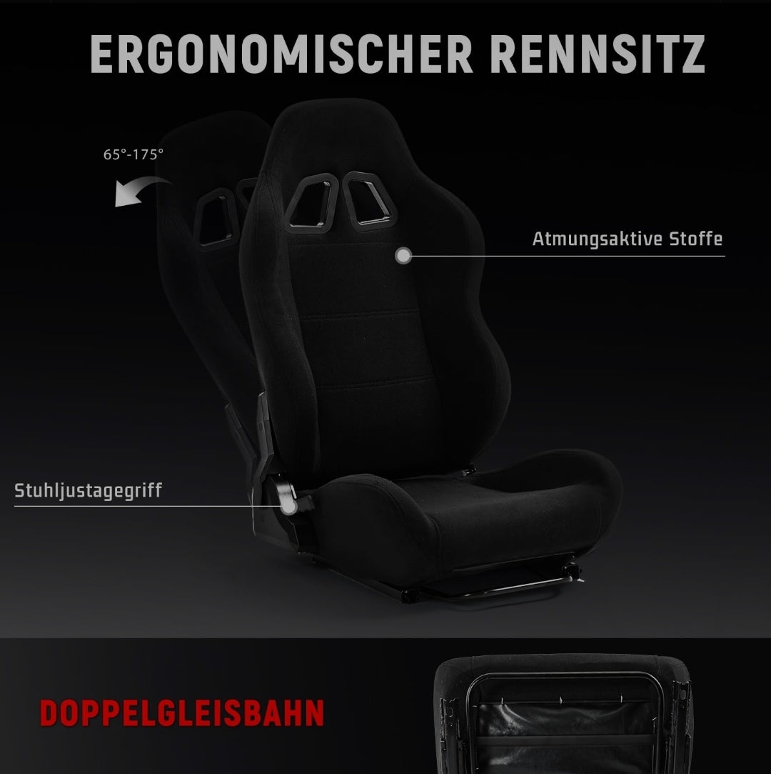Dardoo Racing Simulator Cockpit with Monitor Stand - TV Mount&Black Seat fit for Logitech G923 Thrustmaster Wheels Fanatec WITHOUT Wheel Shifter Pedal and Display (Monitor Stand Cockpit - Black)