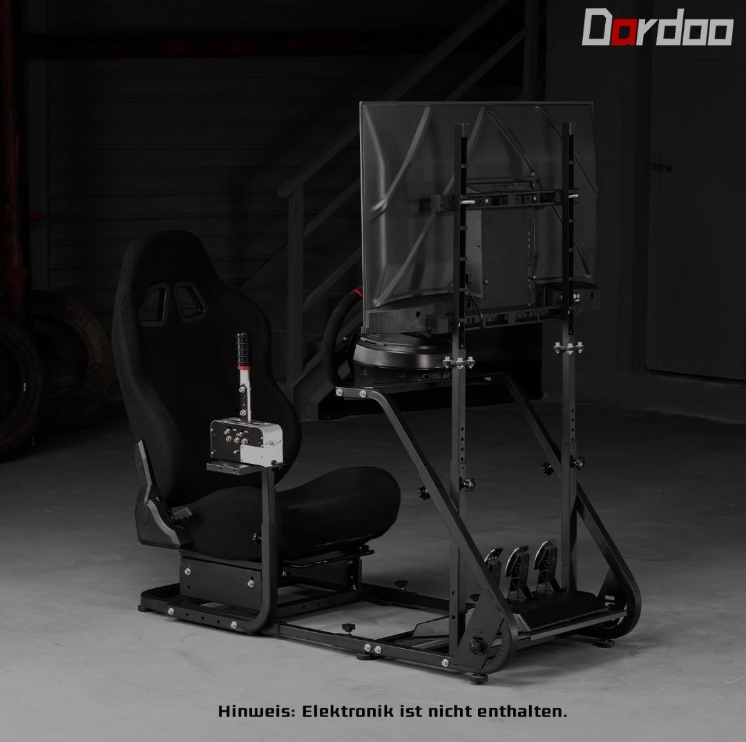 Dardoo Racing Simulator Cockpit with Monitor Stand - TV Mount&Black Seat fit for Logitech G923 Thrustmaster Wheels Fanatec WITHOUT Wheel Shifter Pedal and Display (Monitor Stand Cockpit - Black)
