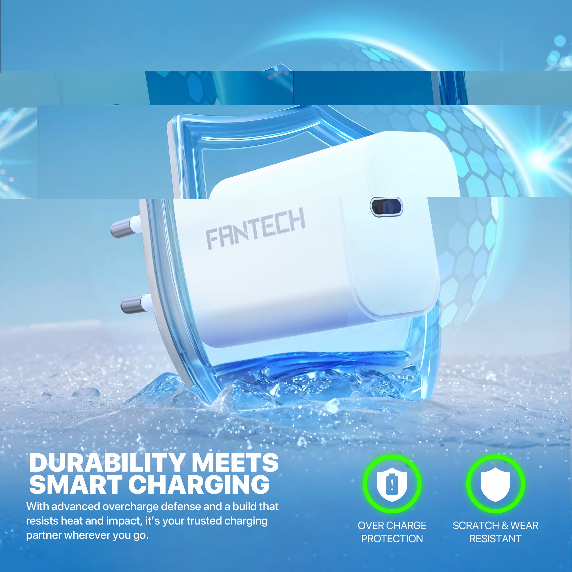 FANTECH PK202 20W Fast Charging Plug USB C Braided Cable Power Delivery for iPhone Home Car Travel Use Phone Charger Data Cable
