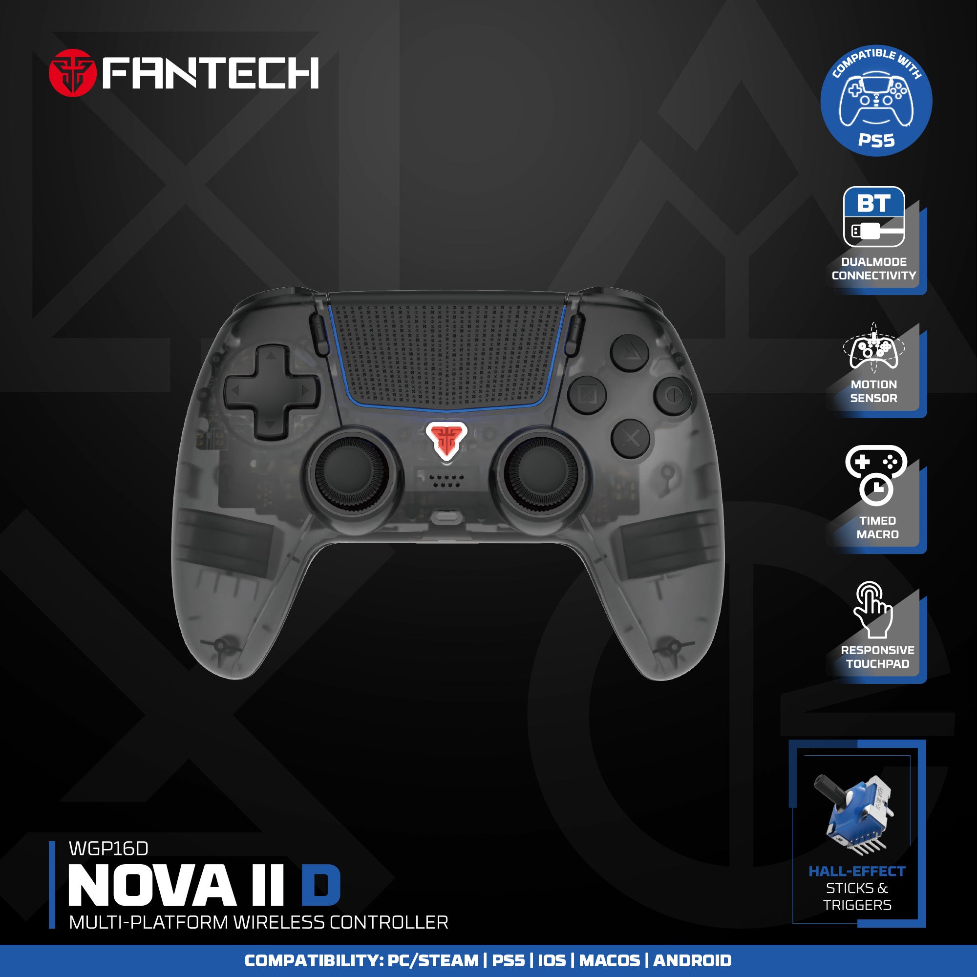 Fantech NOVA II D WGP16D Controller Hall Effect (PS5) NEW