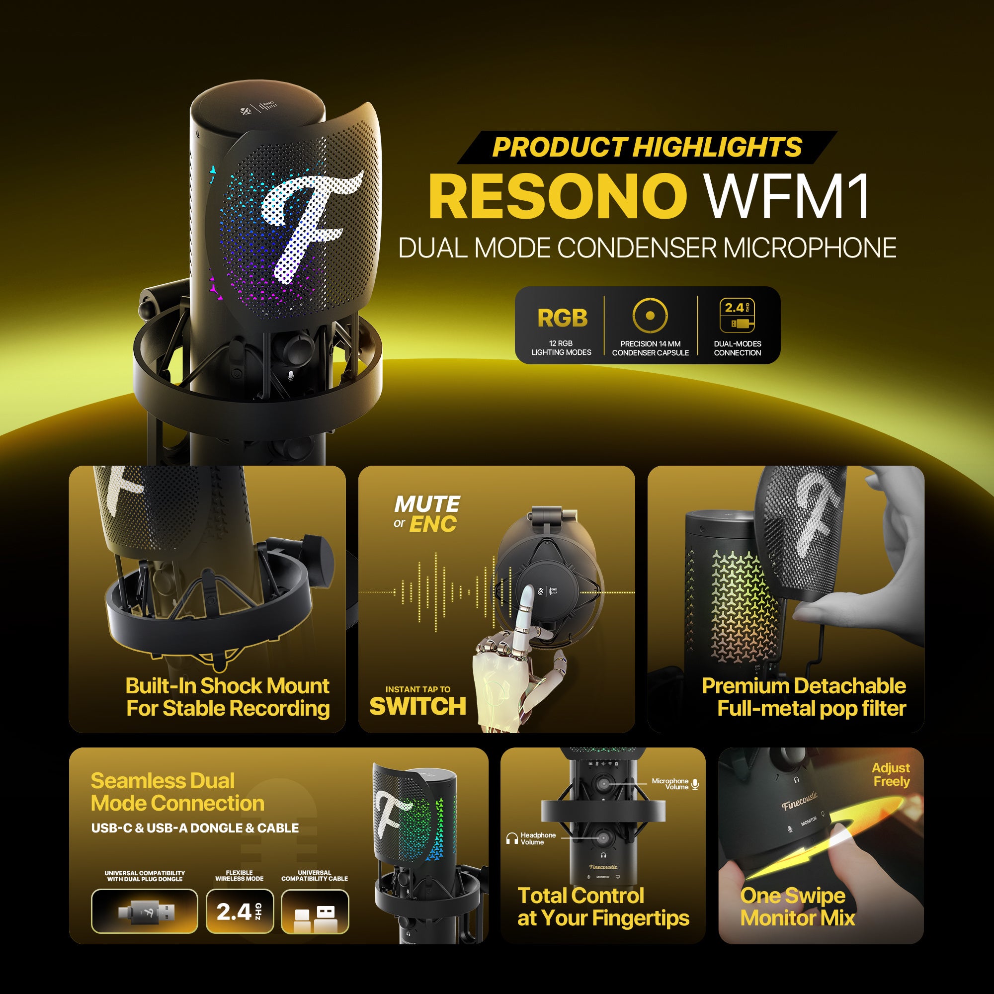 Fantech WFM1 Finecoustic RESONO Condenser Wireless Microphone