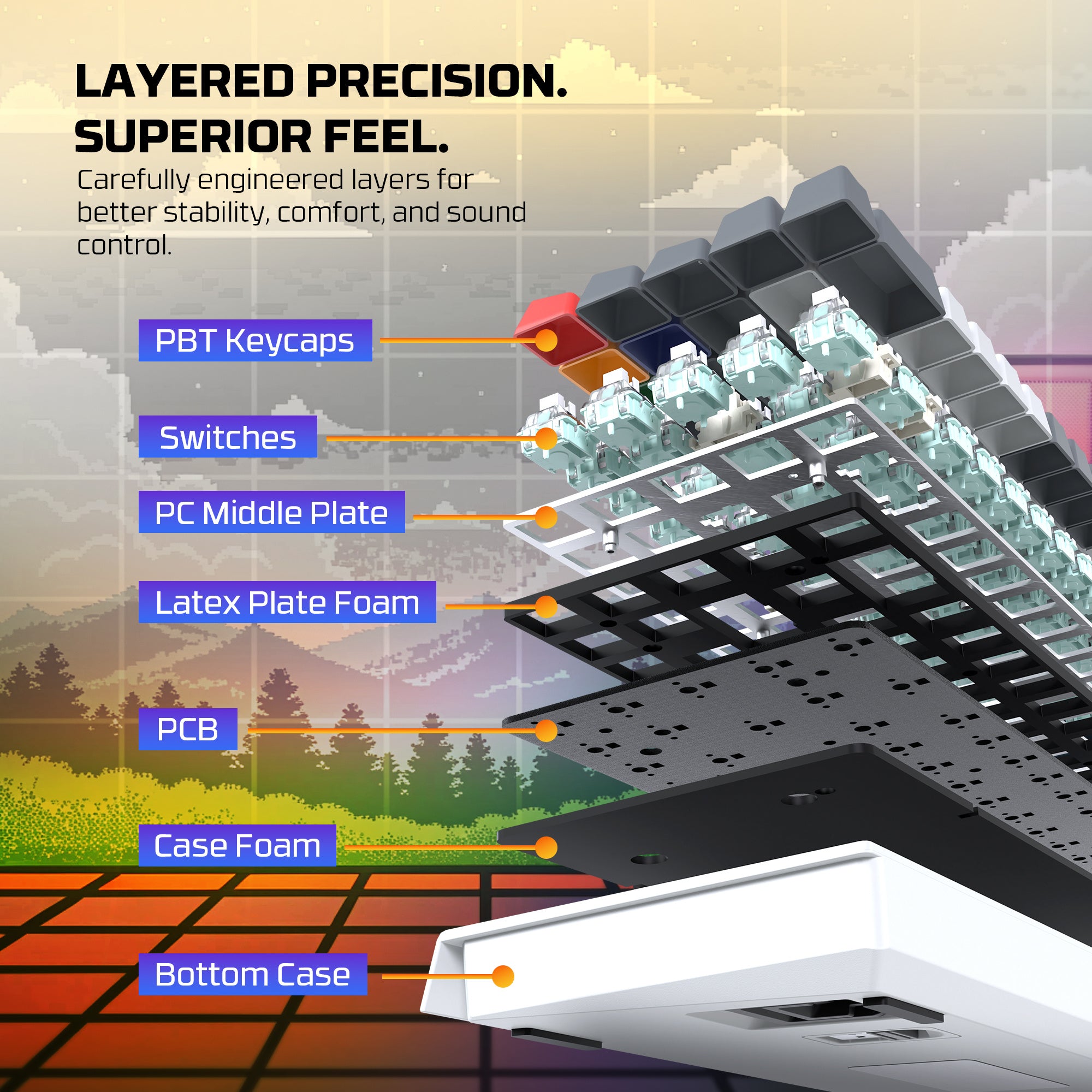 Fantech Keyboard ATOM HE68 MK922 MAGNETIC SWITCH 8000 HZ  – GRAY