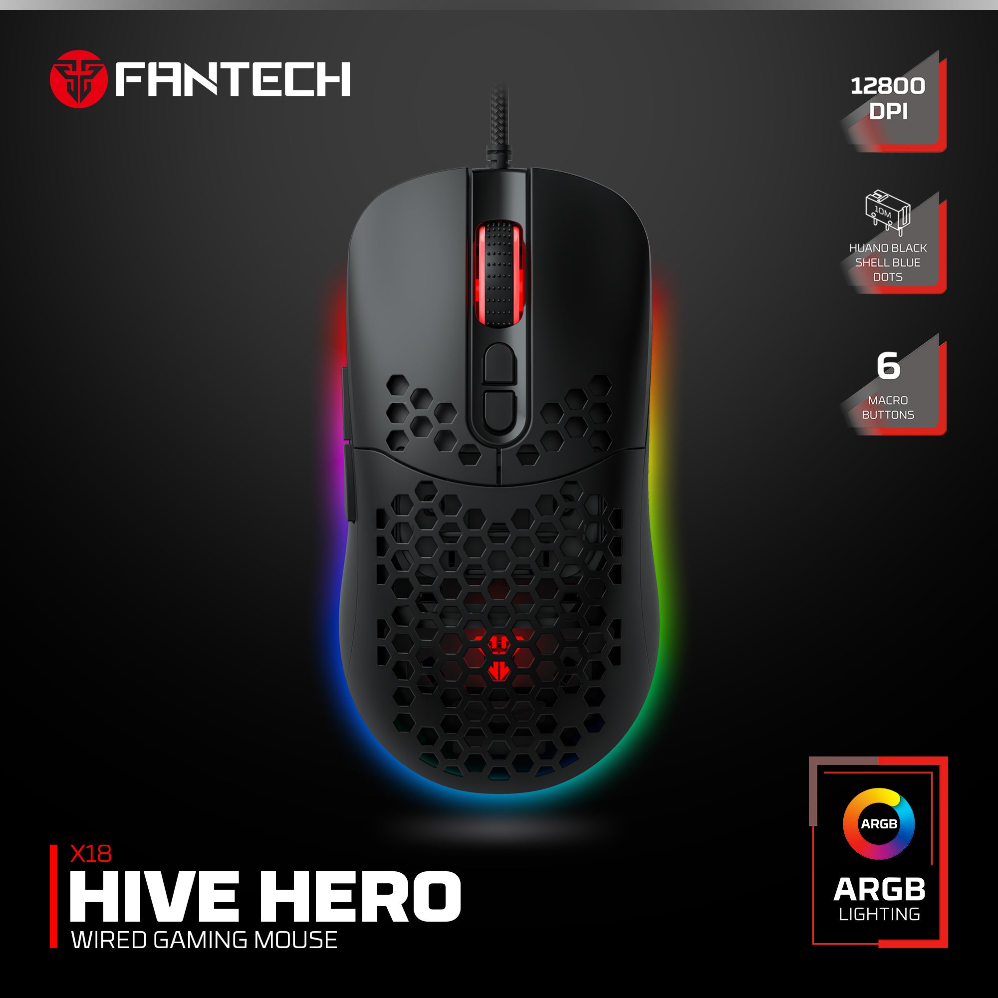 Fantech HERO X18 Gaming Mouse RGB Black